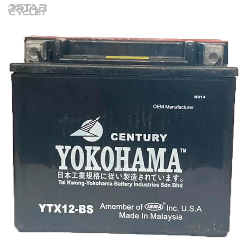 باتری موتور سیکلت یوکوهاما مدل 12V 12A مناسب هیوسانگ ، وسپا GTS و دایلیم ومگلی