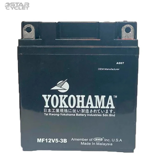 باتری موتور سیکلت یوکوهاما مدل 12V5A مناسب باکسر، ویگو کاربراتی، HLX، ژوپیتر