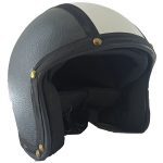 کلاه کاسکت وسپایی مدل چرم مشکی-سفید