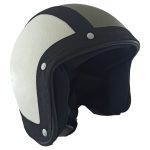 کلاه کاسکت وسپایی مدل چرم طوسی-سفید