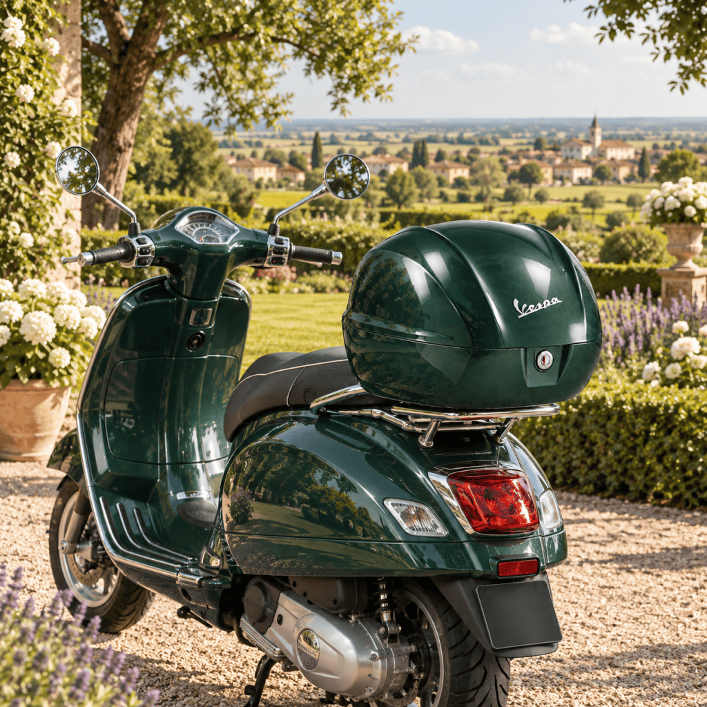 عکس نمونه باکس موتورسیکلت پیاجیو مدل VESPA GTS GREEN روی موتور