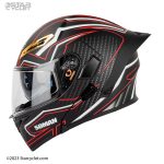 کلاه کاسکت فک متحرک SOMAN مدل 955 DOMB-BLACK-RED-FLOWER