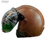 کلاه کاسکت وسپایی مدل JYT رنگ قهوه ای