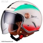 کلاه کاسکت BEON مدل B122 WHITE-GREEN-RED
