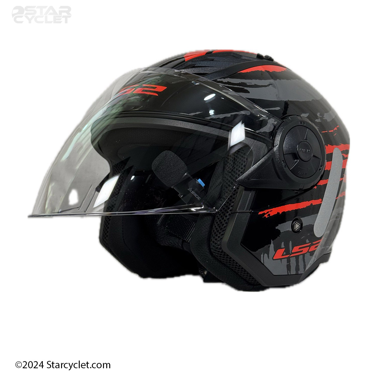 خرید کلاه کاسکت بدون فک LS2 مدل 616 BLACK-GRAY-RED بلوتوث دار