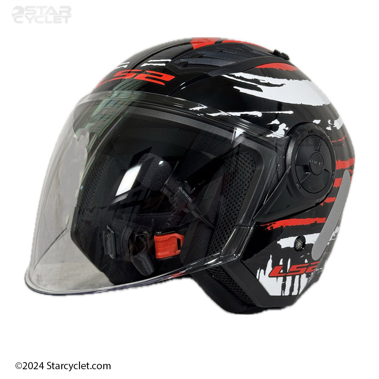 خرید کلاه کاسکت بدون فک LS2 مدل 616 BLACK-RED-WHITE بلوتوث دار