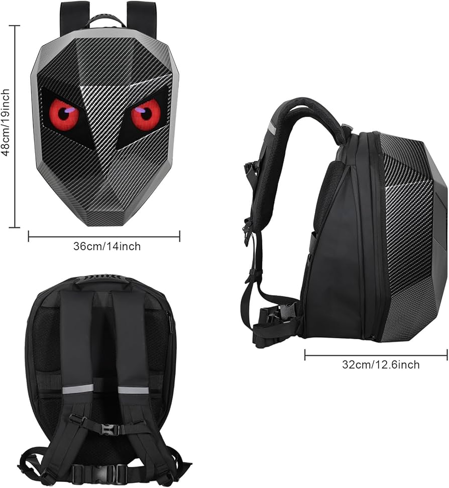 ابعاد کوله پشتی چراغ دار موتور سواری مدل LOY CARBON