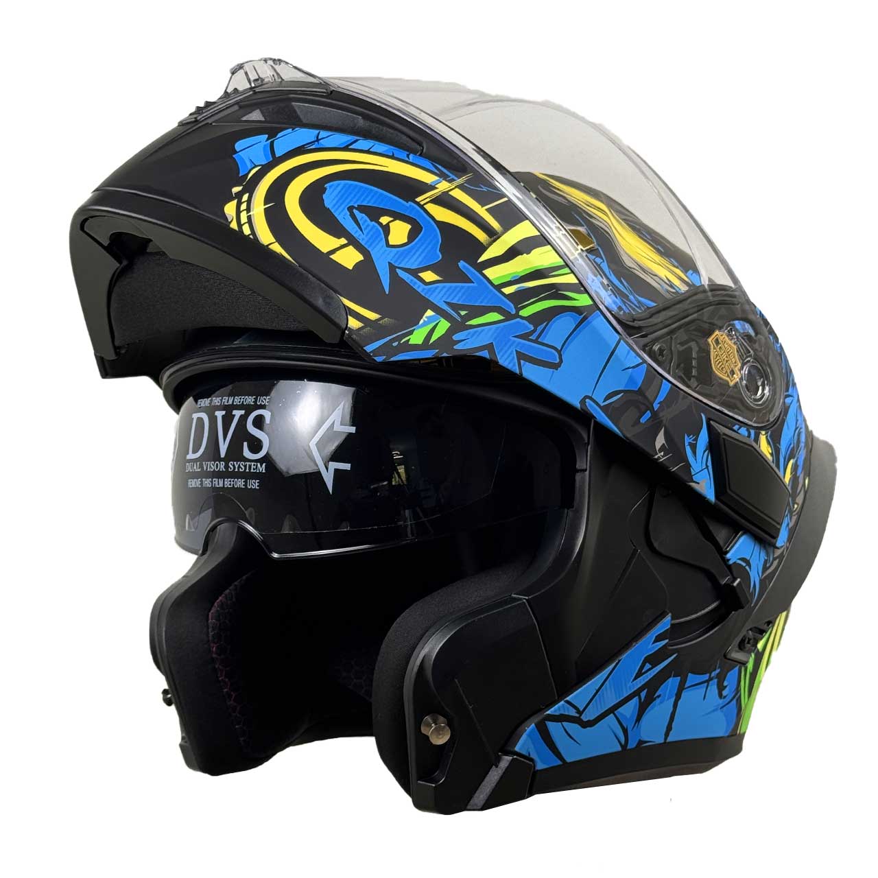 عینک کلاه کاسکت فک متحرک QIKE مدل BLU DRGN