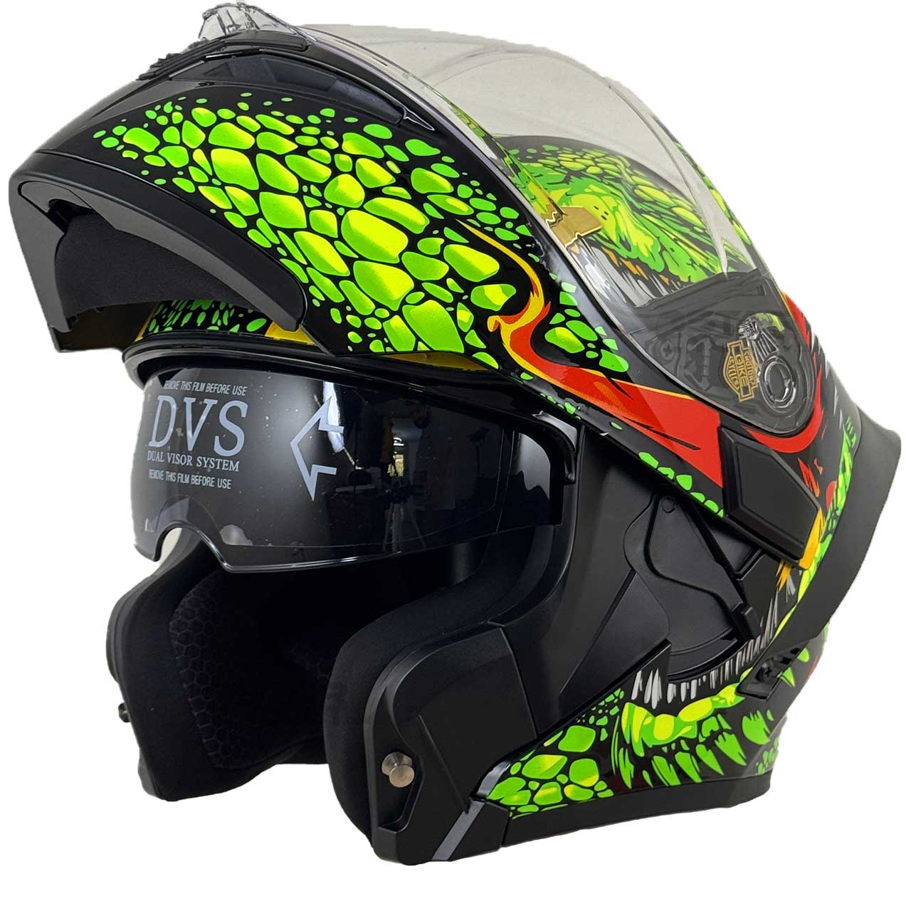 عینک کلاه کاسکت فک متحرک QIKE مدل GREEN