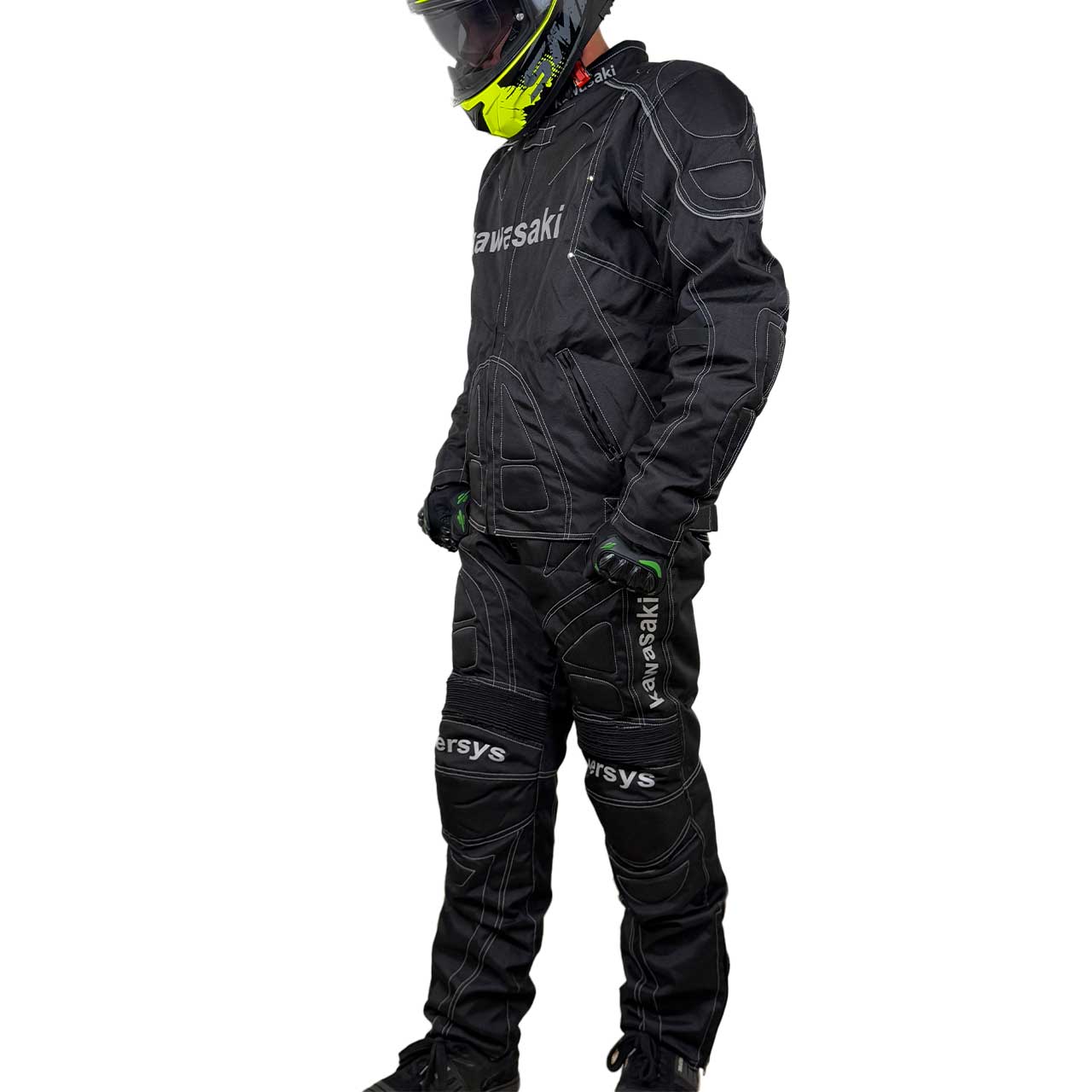 بررسی ست کاپشن شلوار موتورسواری مدل KAWASAKI RC