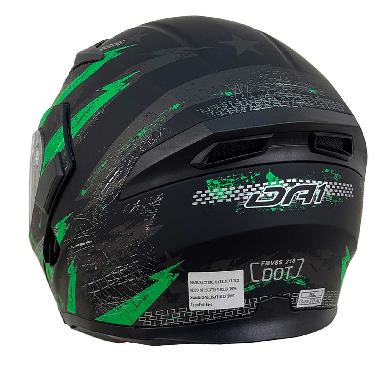 وزن کلاه کاسکت فک متحرک DA1 مدل 101 ZEBRA GREEN