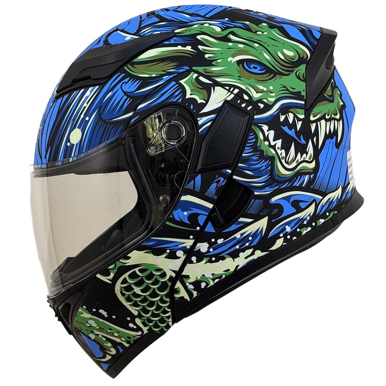 وزن کلاه کاسکت فک متحرک DA1 مدل 101 BLU DRAGON