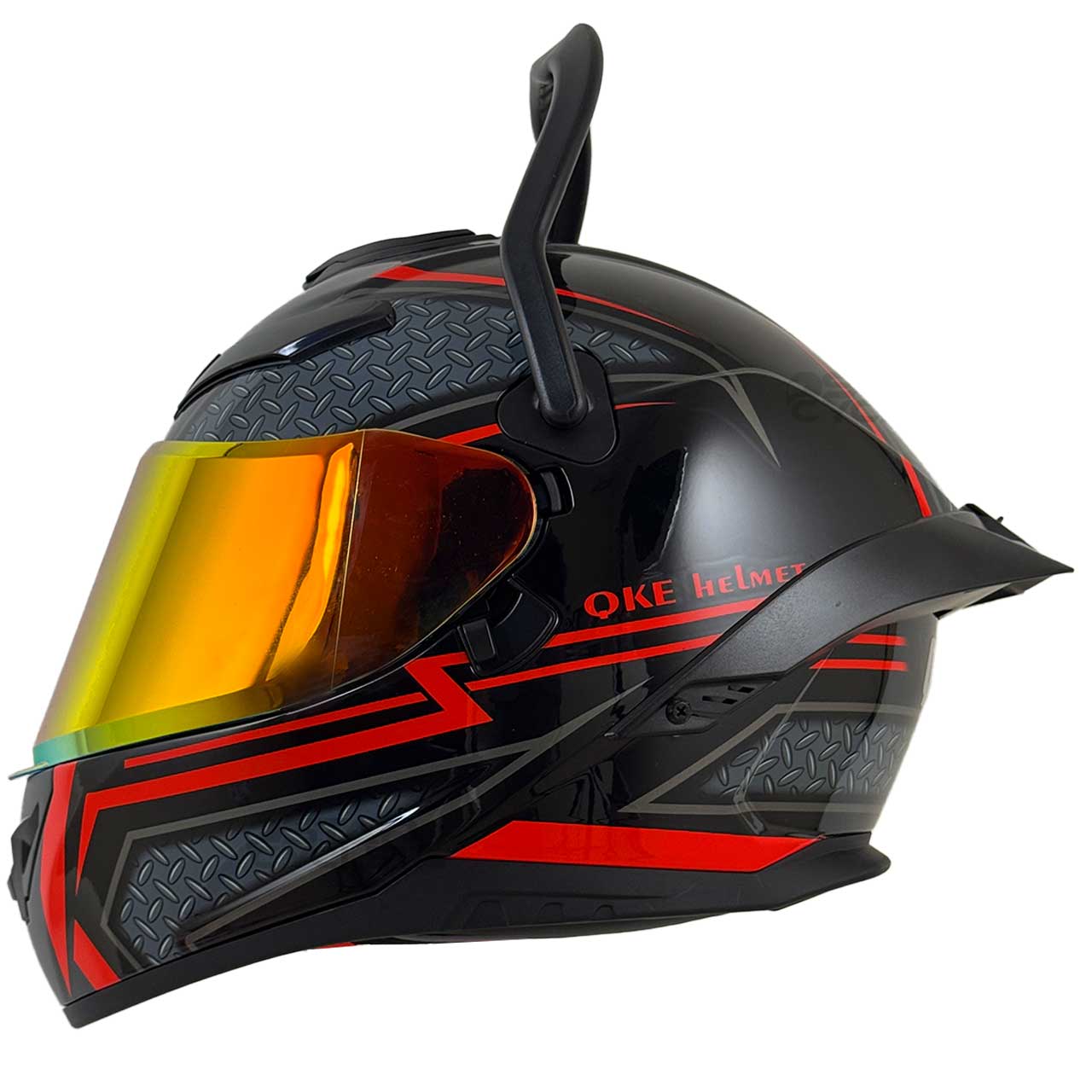 دسته کلاه کاسکت فک ثابت دسته دار QIKE مدل BLK RED