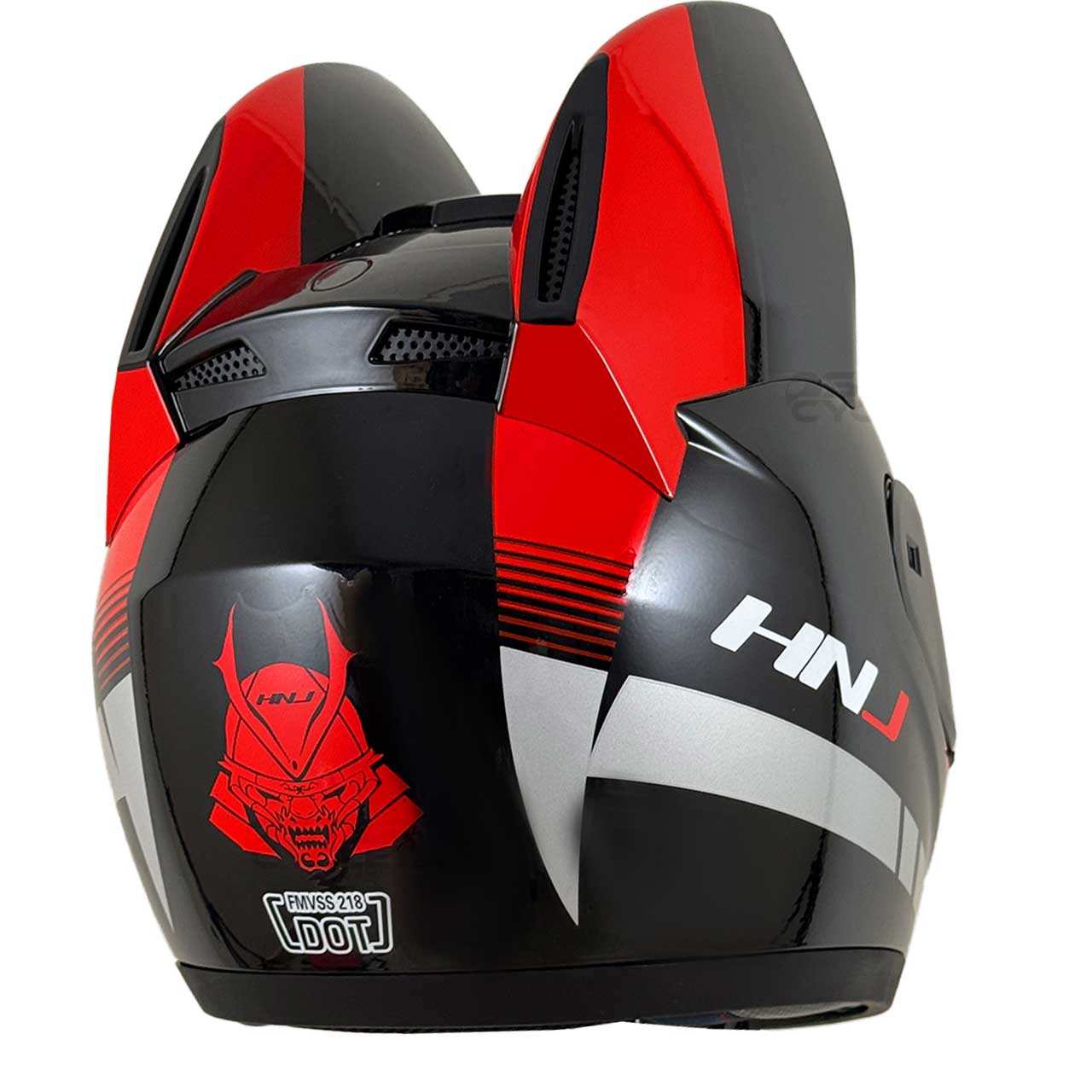 بررسی کلاه کاسکت گربه‌ای HNJ مدل BLAK RED