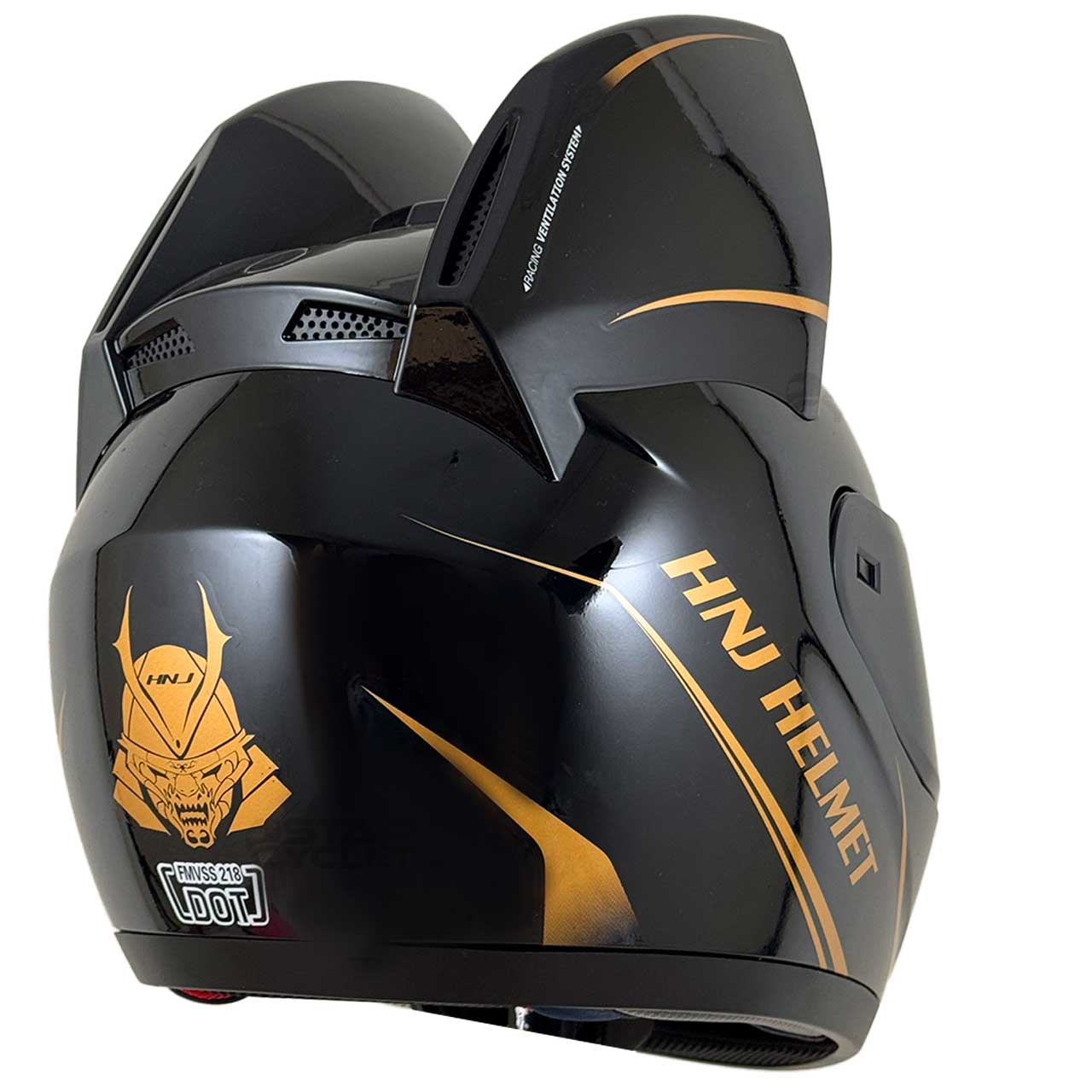 بررسی کلاه کاسکت گربه‌ای HNJ مدل BLK GOLD