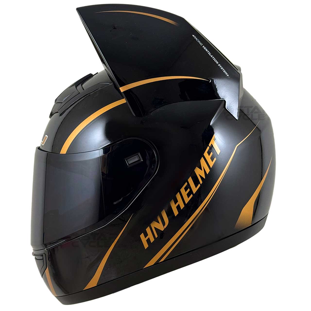 عکس کلاه کاسکت گربه‌ای HNJ مدل BLK GOLD