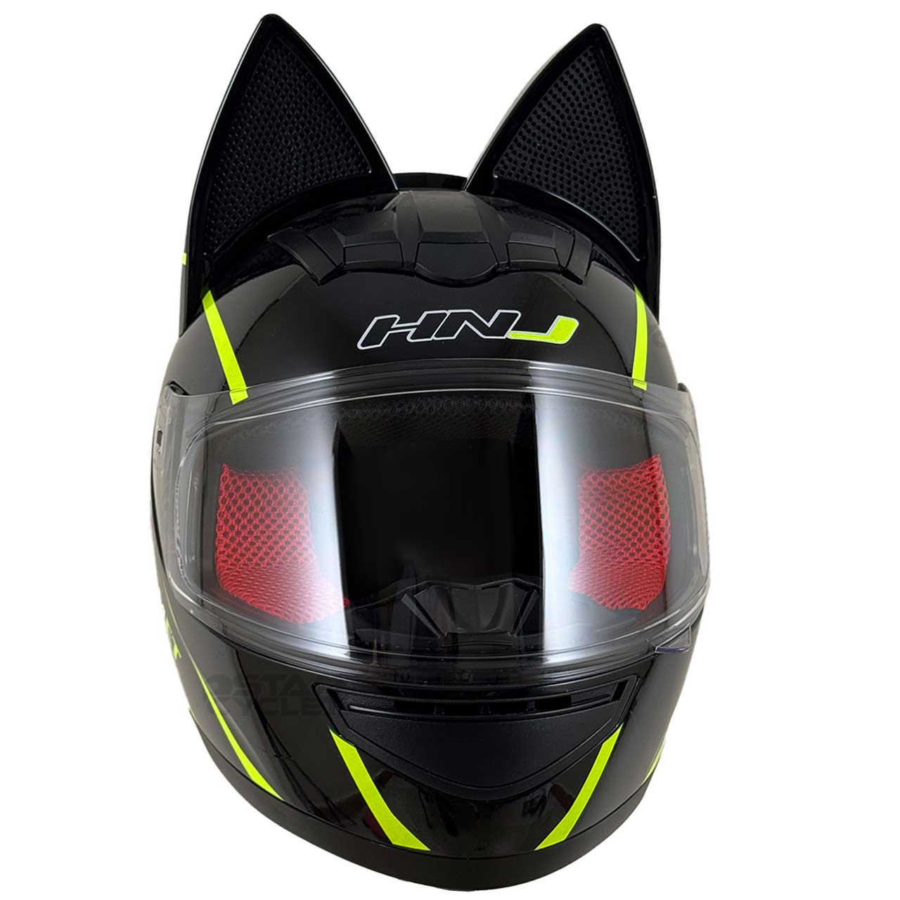 کیفیت کلاه کاسکت گربه‌ای HNJ مدل BLAK YELLOW