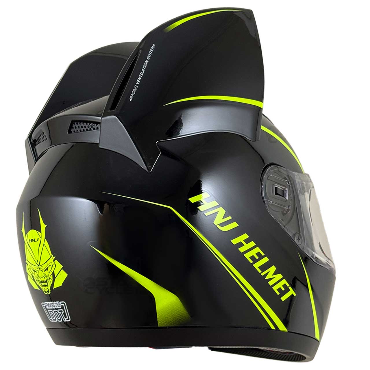 بررسی کلاه کاسکت گربه‌ای HNJ مدل BLAK YELLOW