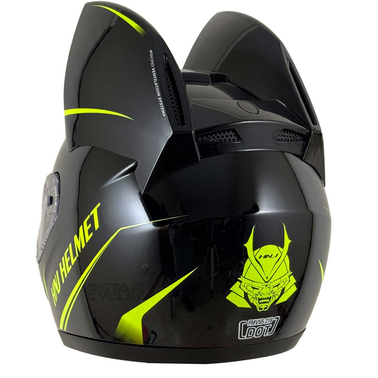 وزن کلاه کاسکت گربه‌ای HNJ مدل BLAK YELLOW