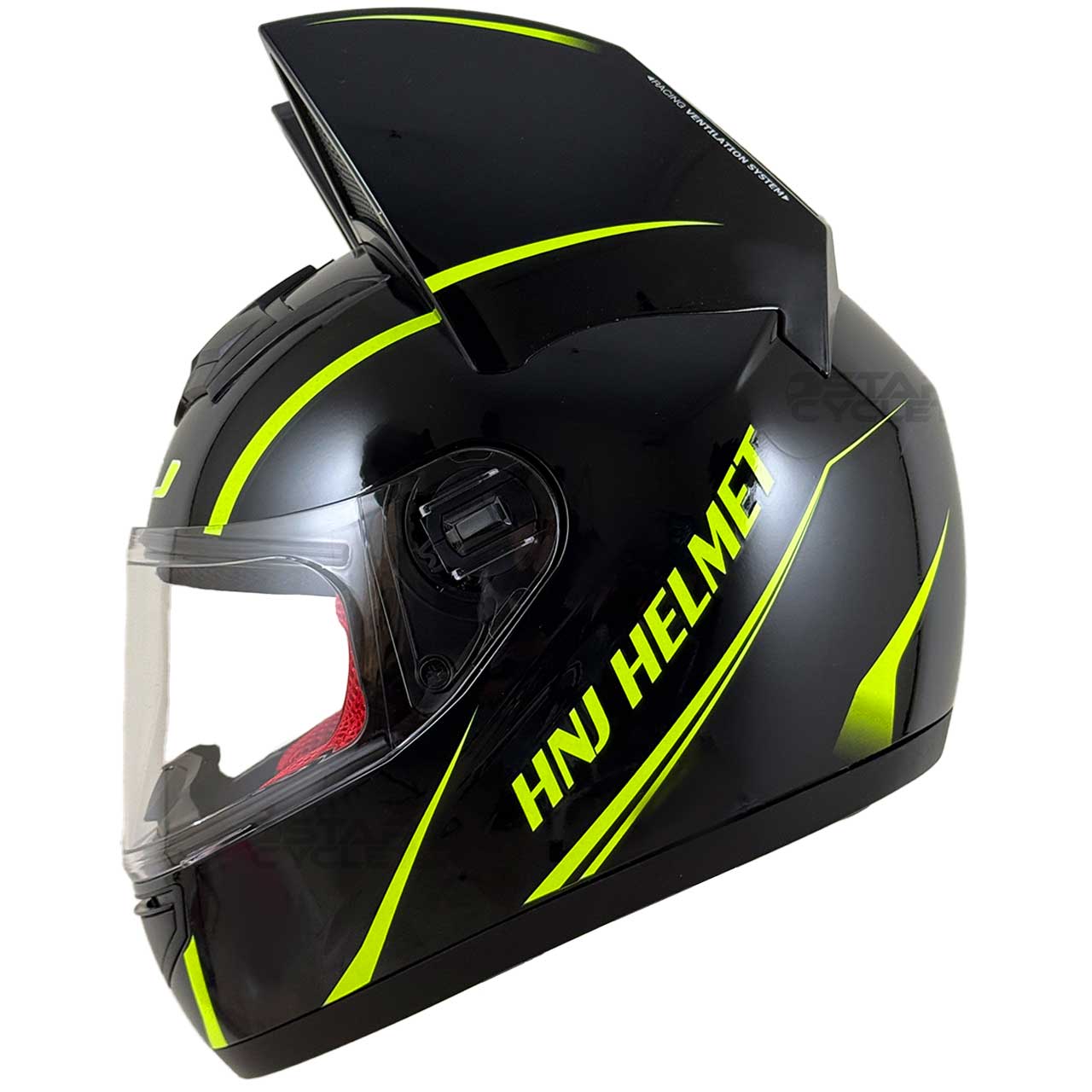 عکس کلاه کاسکت گربه‌ای HNJ مدل BLAK YELLOW