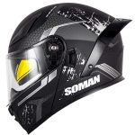 خرید کلاه کاسکت فک متحرک SOMAN مدل F2 MATT-BLACK-GRAY-SHADOW