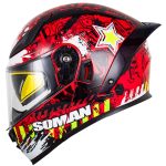 خرید کلاه کاسکت فک متحرک SOMAN مدل F2 GLOSS-BLACK-RED-SPARK