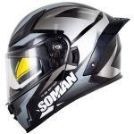 خرید کلاه کاسکت فک متحرک SOMAN مدل F2 SILVER-GREY-VISION