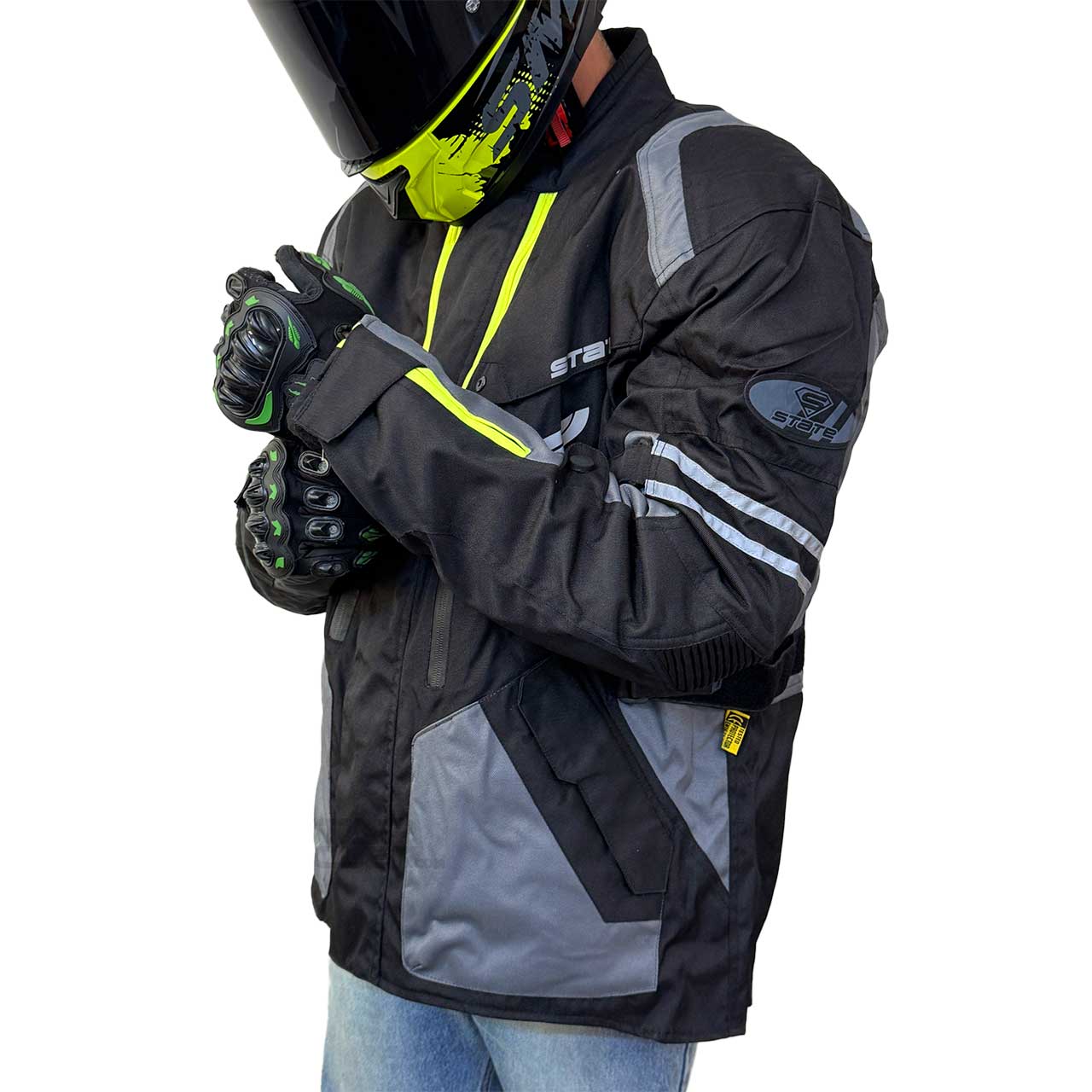 عکس کاپشن موتور سواری تورینگ کپ تاون STATE مدل BK GREY