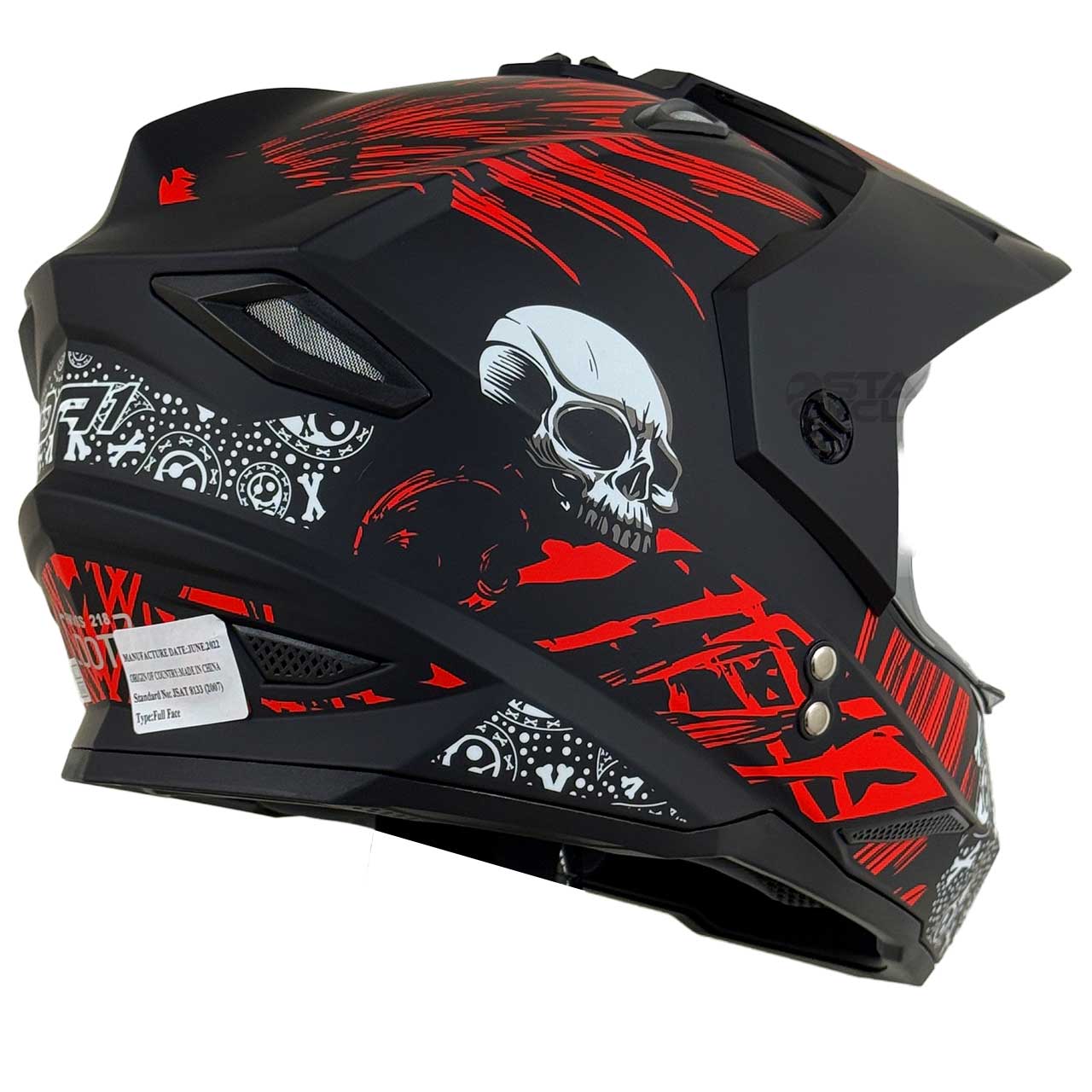 کیفیت کلاه کاسکت اندرو DA1 مدل 202 RED SKULL