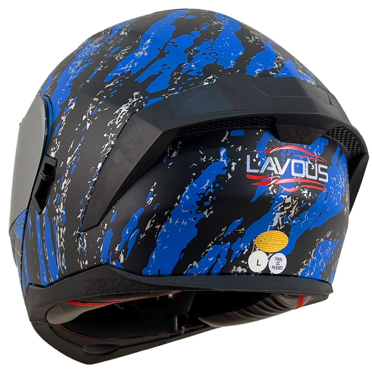 عکس کلاه کاسکت فک متحرک LAVOUS مدل BLU ZBRA