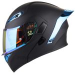 خرید کلاه کاسکت فک متحرک SOMAN مدل 955 MATT-BLACK-ELECTROPLATED-BLUE