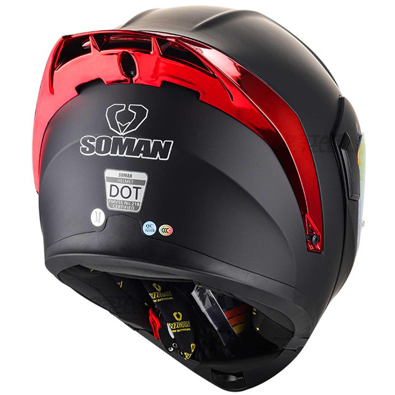 وزن کلاه کاسکت فک متحرک SOMAN مدل 955 MATT-BLACK-ELECTROPLATED-RED