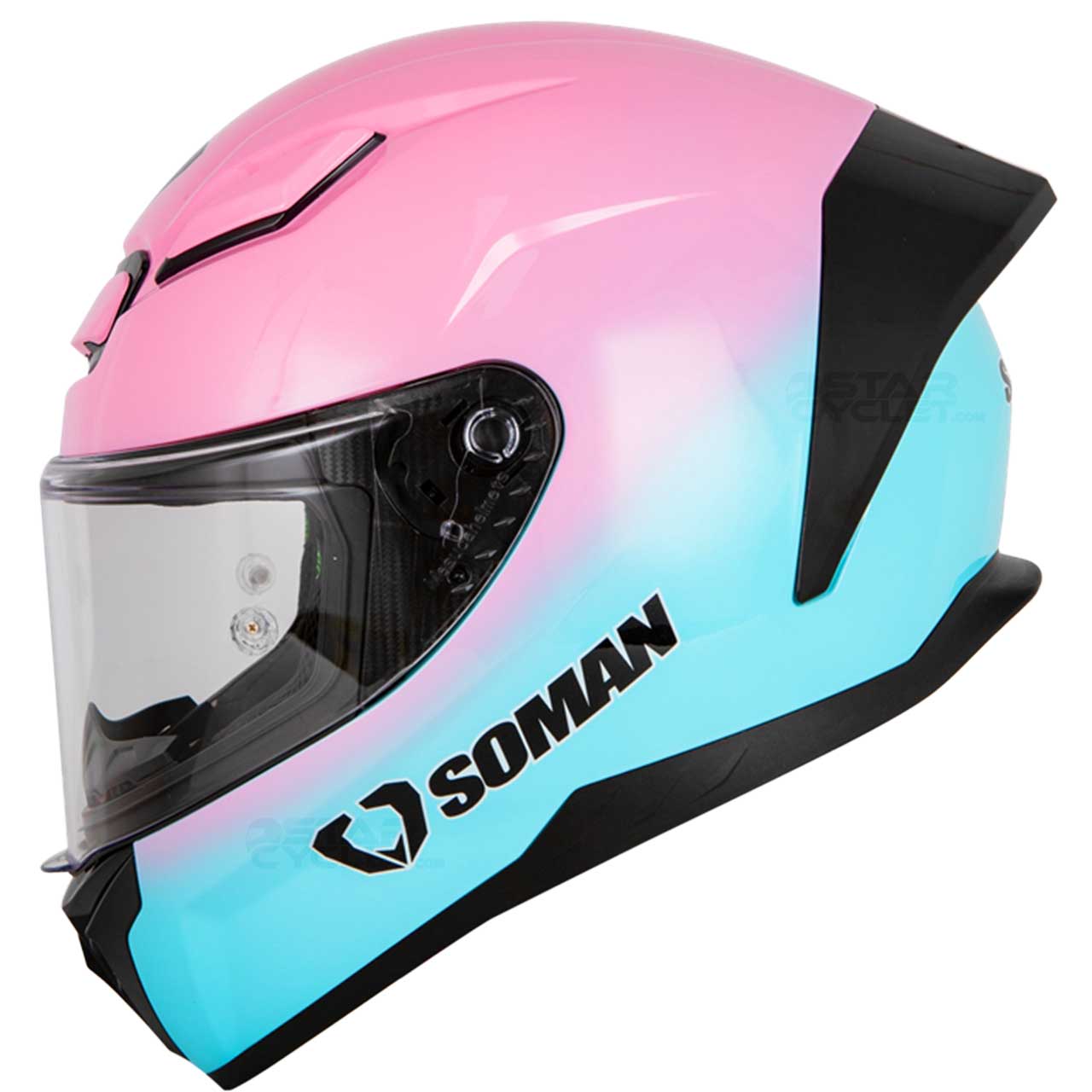 قیمت کلاه کاسکت فک ثابت SOMAN مدل 973 TWO-TONE-BLUE-PINK