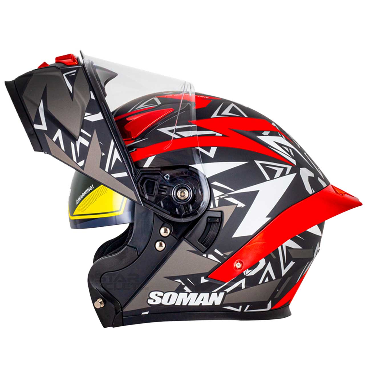 کیفیت کلاه کاسکت فک متحرک SOMAN مدل F2 MATT-BLACK-RED-SPIDER