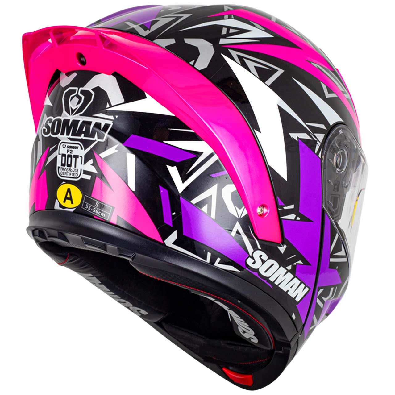 قیمت کلاه کاسکت فک متحرک SOMAN مدل F2 GLOSS-BLACK-PURPLE-PINK-SPIDER