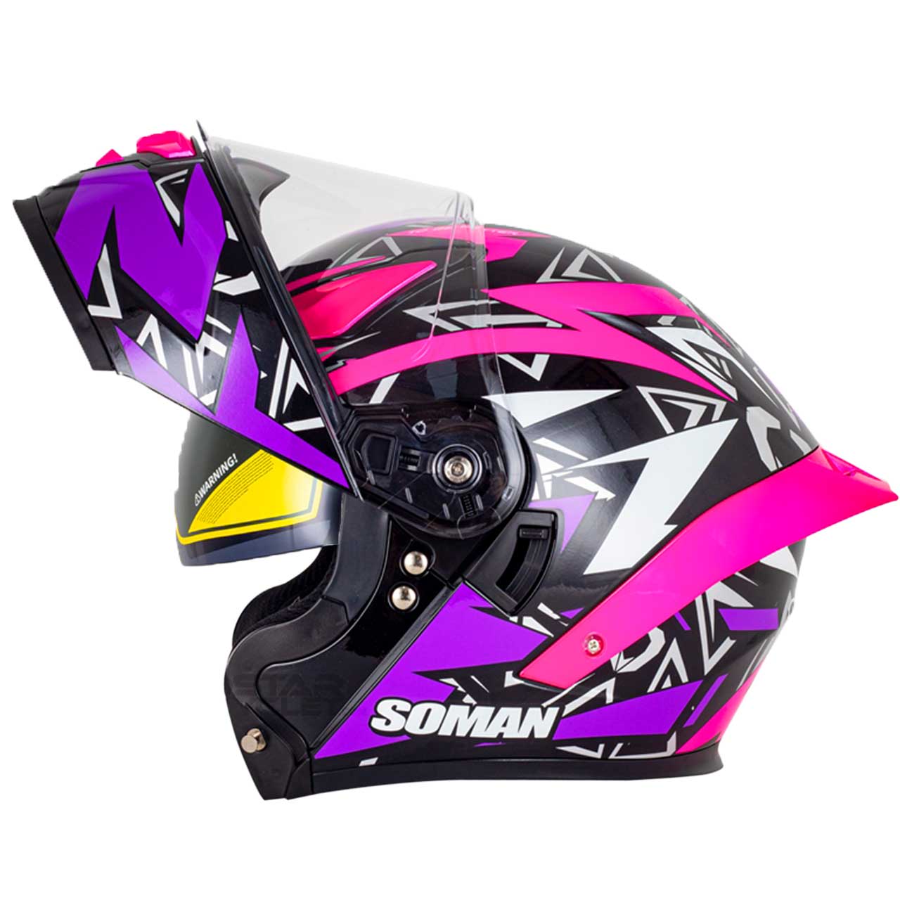 بررسی کلاه کاسکت فک متحرک SOMAN مدل F2 GLOSS-BLACK-PURPLE-PINK-SPIDER