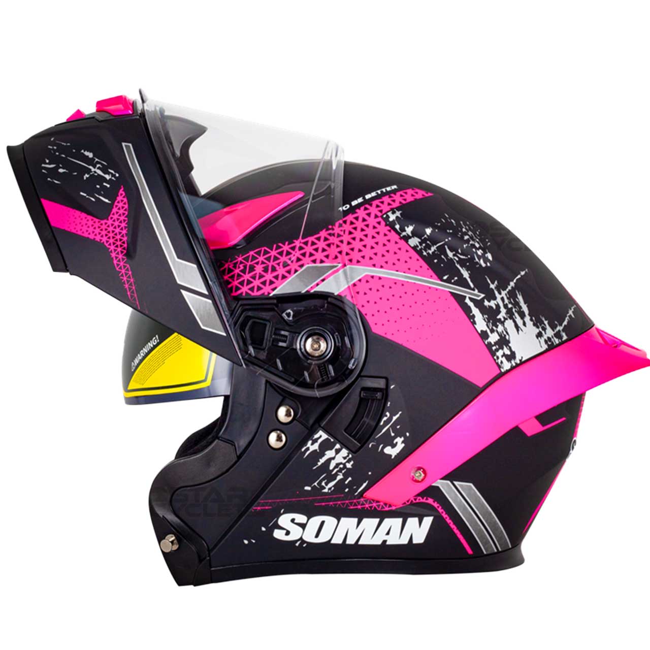 قیمت کلاه کاسکت فک متحرک SOMAN مدل F2 MATT-BLACK-PINK-SHADOW