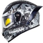 خرید کلاه کاسکت فک متحرک SOMAN مدل F2 MATT-BLACK-SILVER-SPARK