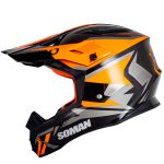 کلاه کاسکت کراسی SOMAN مدل M11 BLACK-ORANGE-THUNDER