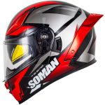 بررسی کلاه کاسکت فک متحرک SOMAN مدل F2 GLOSS-WHITE-RED-VISION