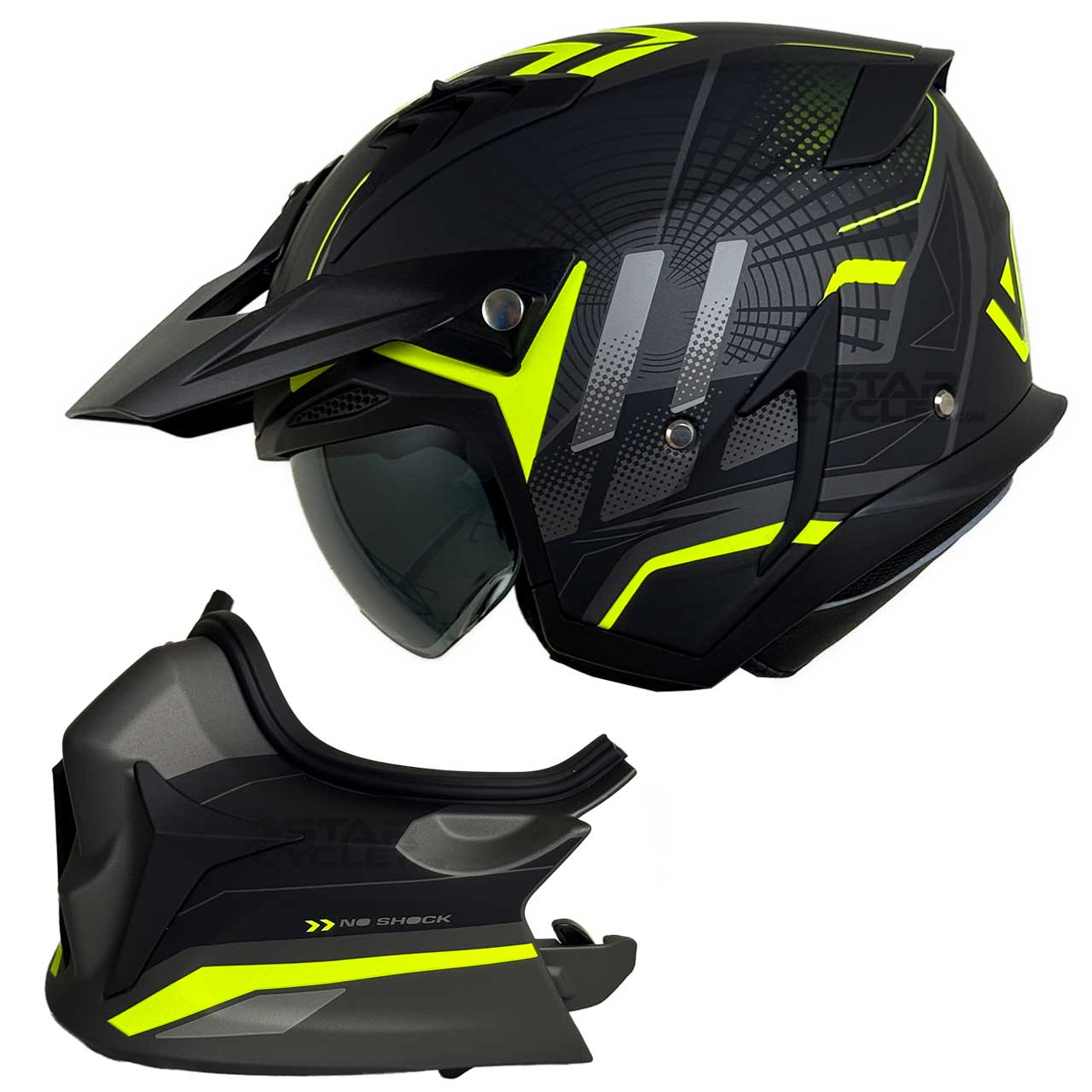 قیمت کلاه کاسکت فک جدا راپيدو مدل 890 MATT BIACK YELLOW - 6#A