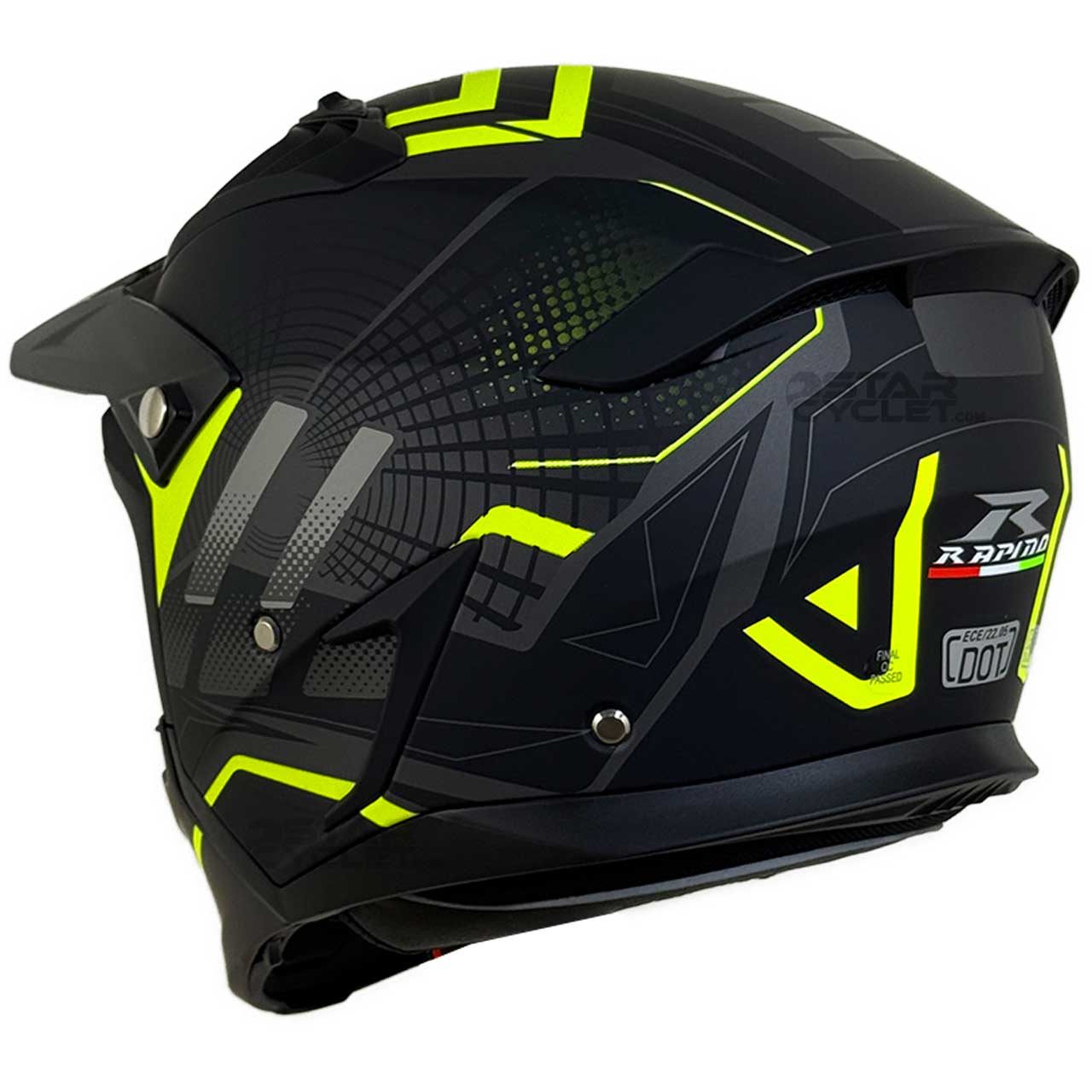 رنگ کلاه کاسکت فک جدا راپيدو مدل 890 MATT BIACK YELLOW - 6#A