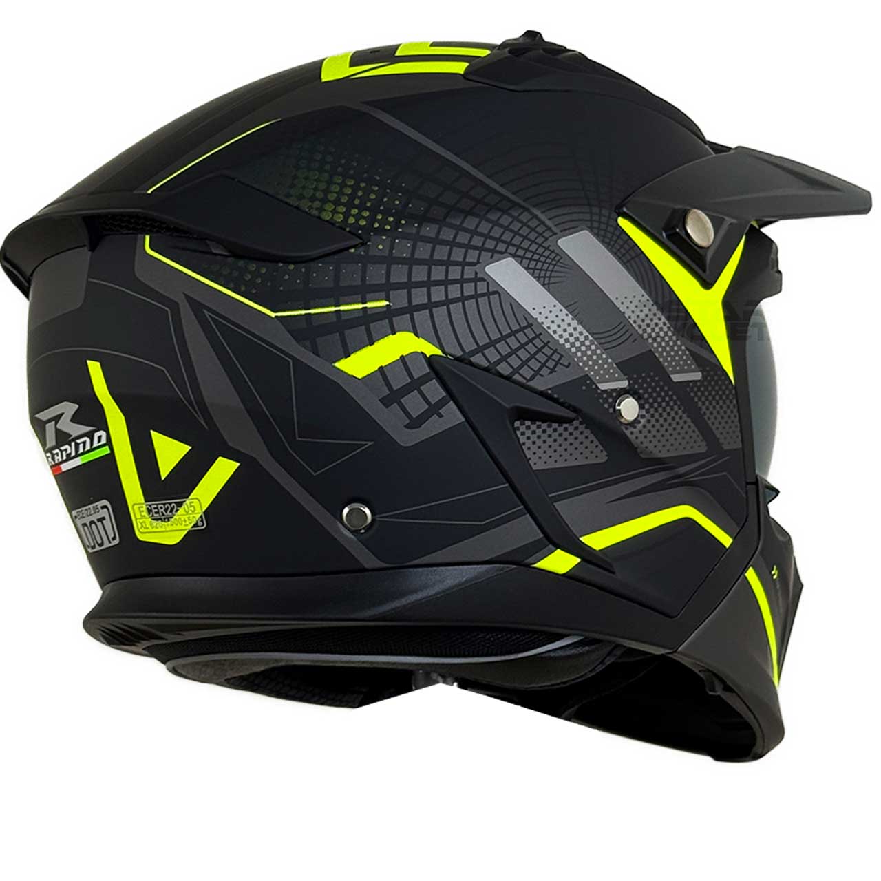 وزن کلاه کاسکت فک جدا راپيدو مدل 890 MATT BIACK YELLOW - 6#A