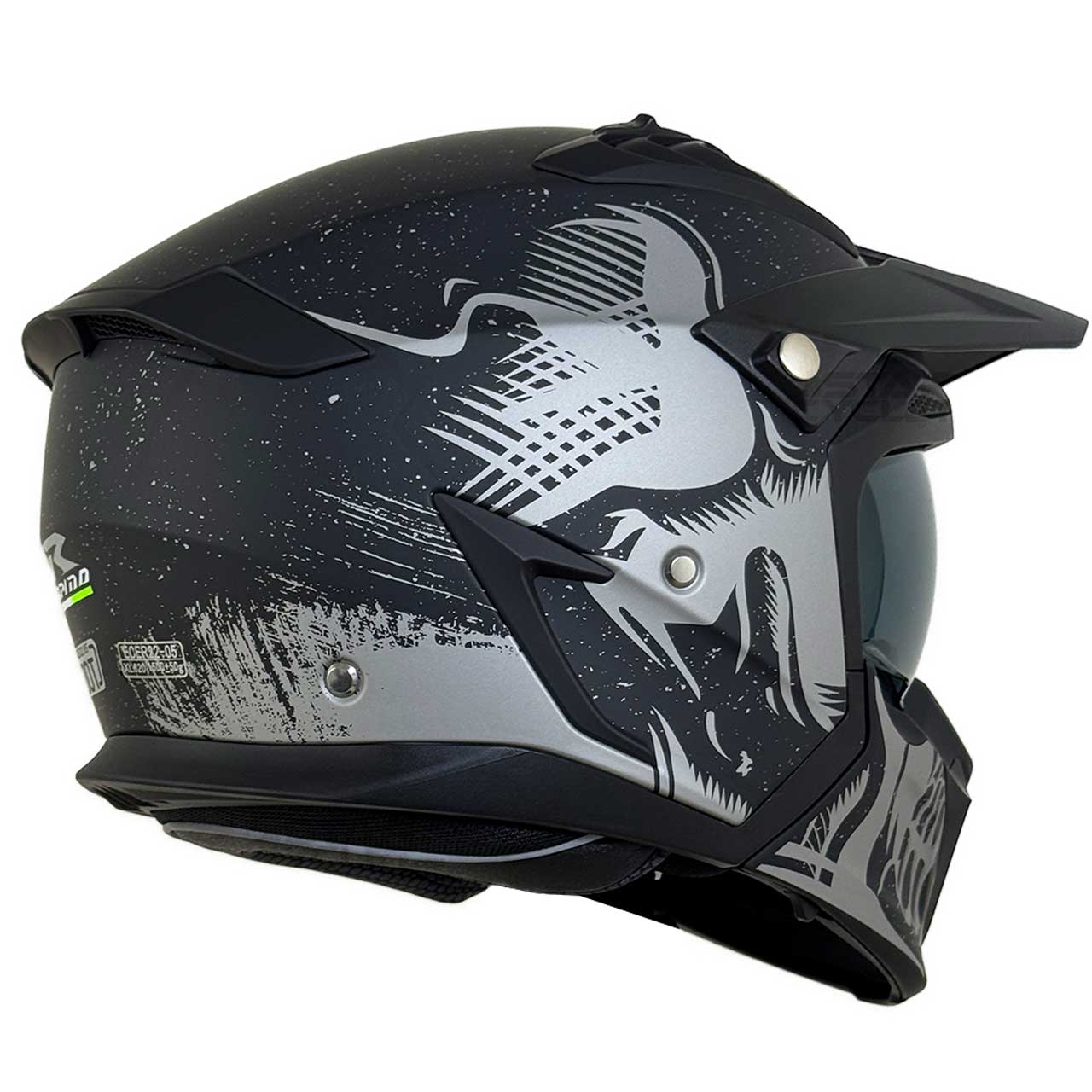 وزن کلاه کاسکت فک جدا RAPIDO مدل 890 BLACK-MATT-GREY 1#A