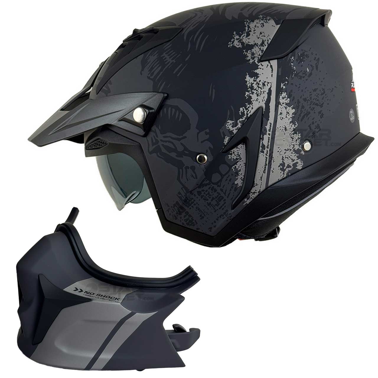 قیمت کلاه کاسکت فک جدا RAPIDO مدل 890 MATT-GRAY-BLACK 5#A