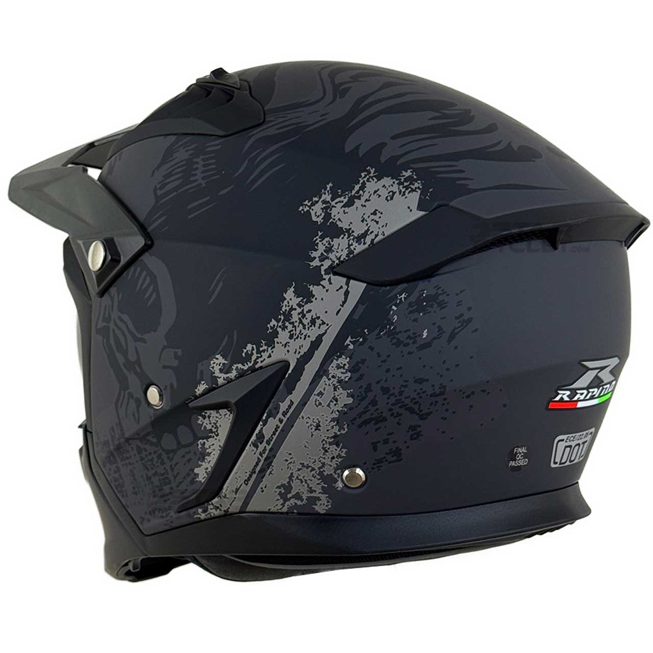 رنگ کلاه کاسکت فک جدا RAPIDO مدل 890 MATT-GRAY-BLACK 5#A