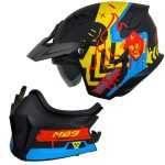 قیمت کلاه کاسکت فک جدا RAPIDO مدل 890 MATT-FLUO-BLUE-YELLOW-RED 9#A
