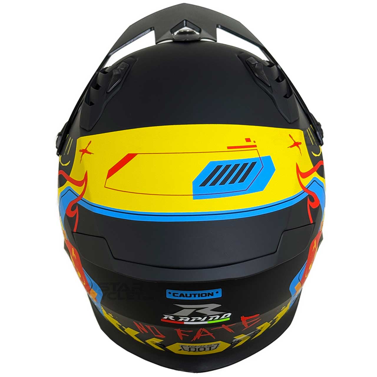 عکس کلاه کاسکت فک جدا RAPIDO مدل 890 MATT-FLUO-BLUE-YELLOW-RED 9#A