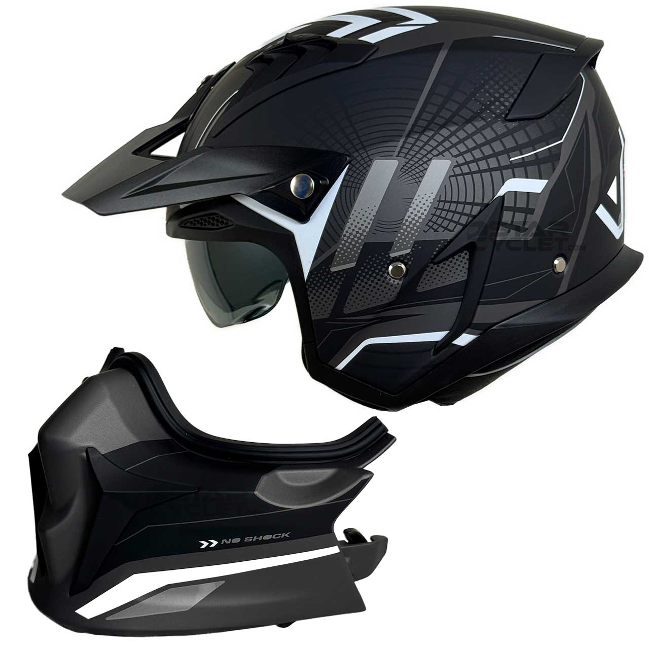 قیمت کلاه کاسکت فک جدا RAPIDO مدل 890 MATT-BLACK-GRAY 6#E