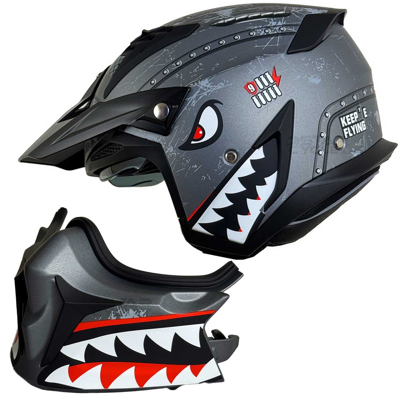 قیمت کلاه کاسکت فک جدا RAPIDO مدل 890 MATT-BLUE-RED-GREY 8#A